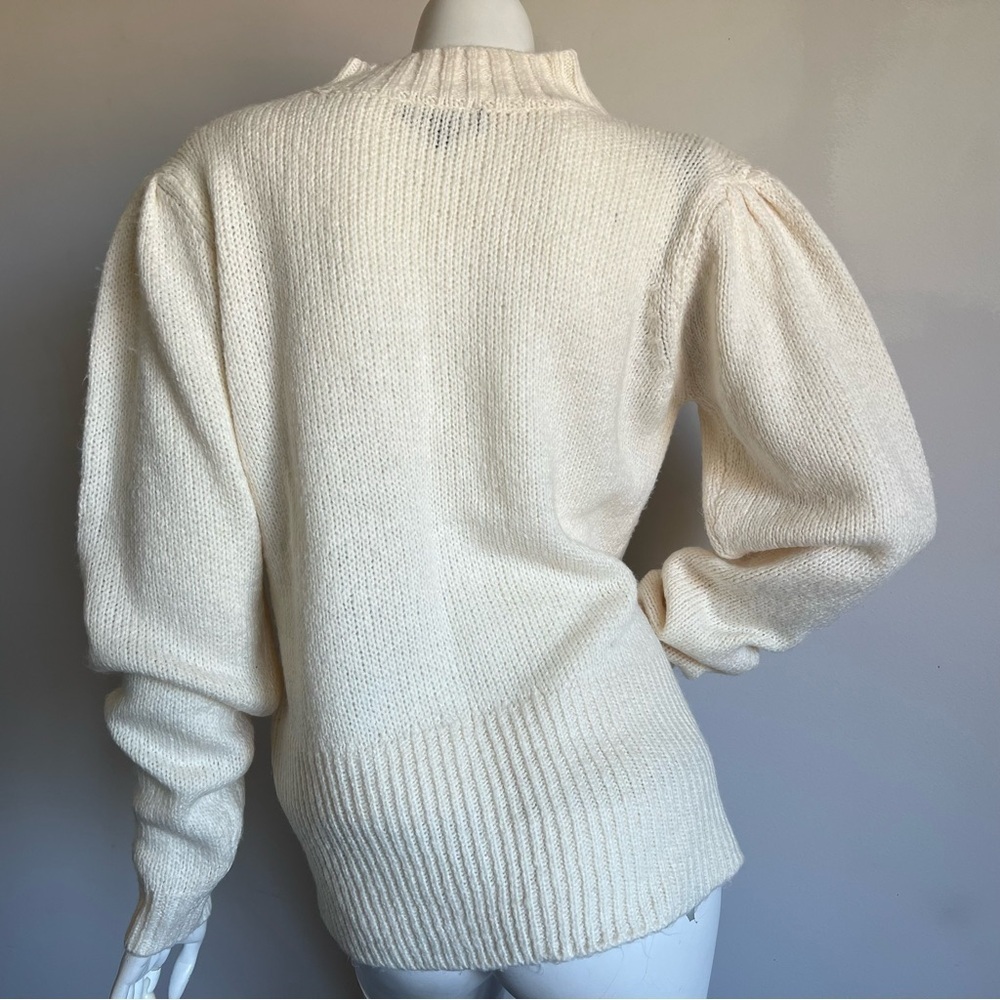 Cream Cable Knit Women's Sweater - Picture 3 of 4